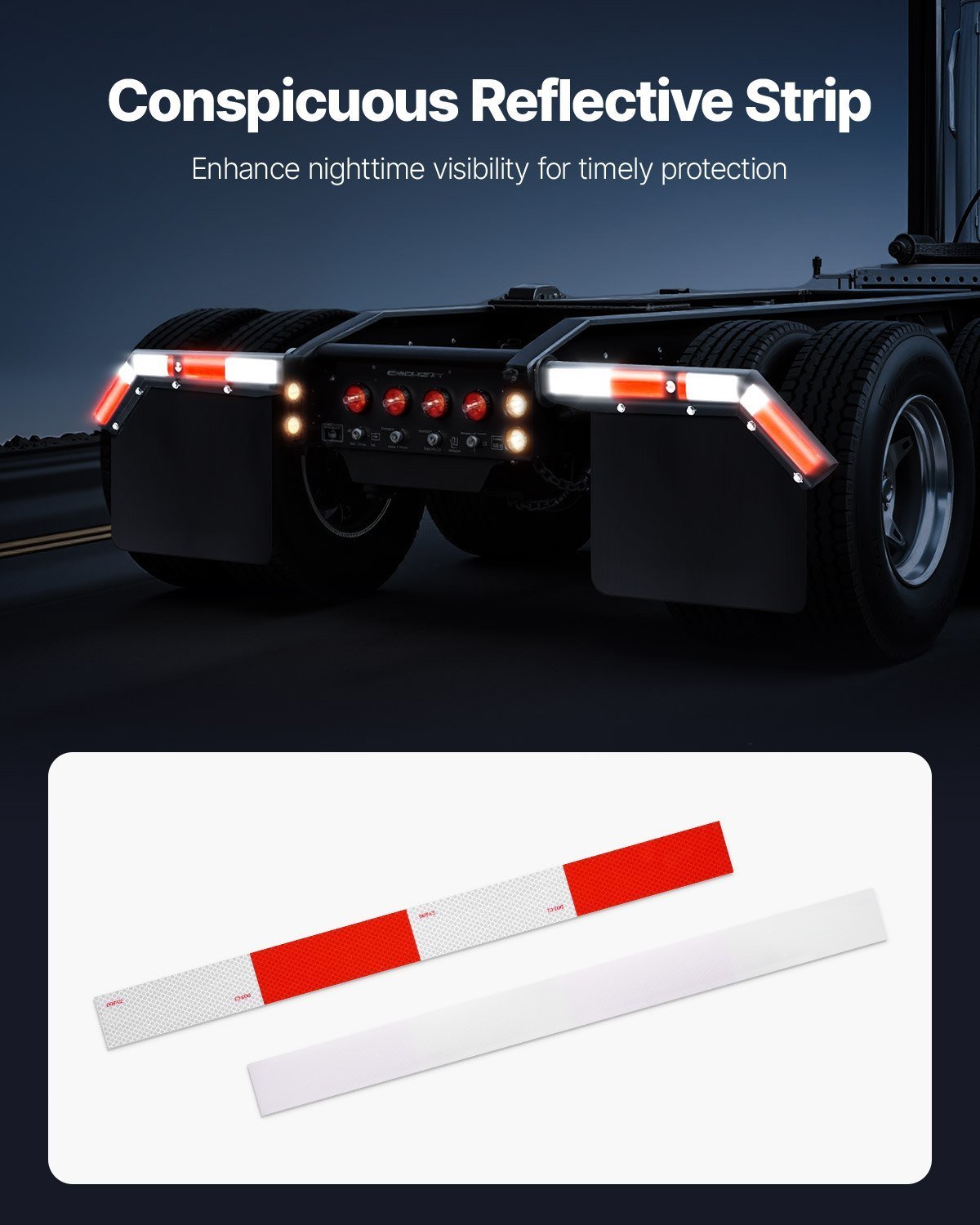 Angled Spring Loaded Mud Flap Hangers, 1-1/8" Bolt Spacing Mudflap Hangers For Semi Trucks, 1 Pair Heavy Duty Semi Truck Mud Flap Hanger Set With Reflective Strips, Black - Image 4