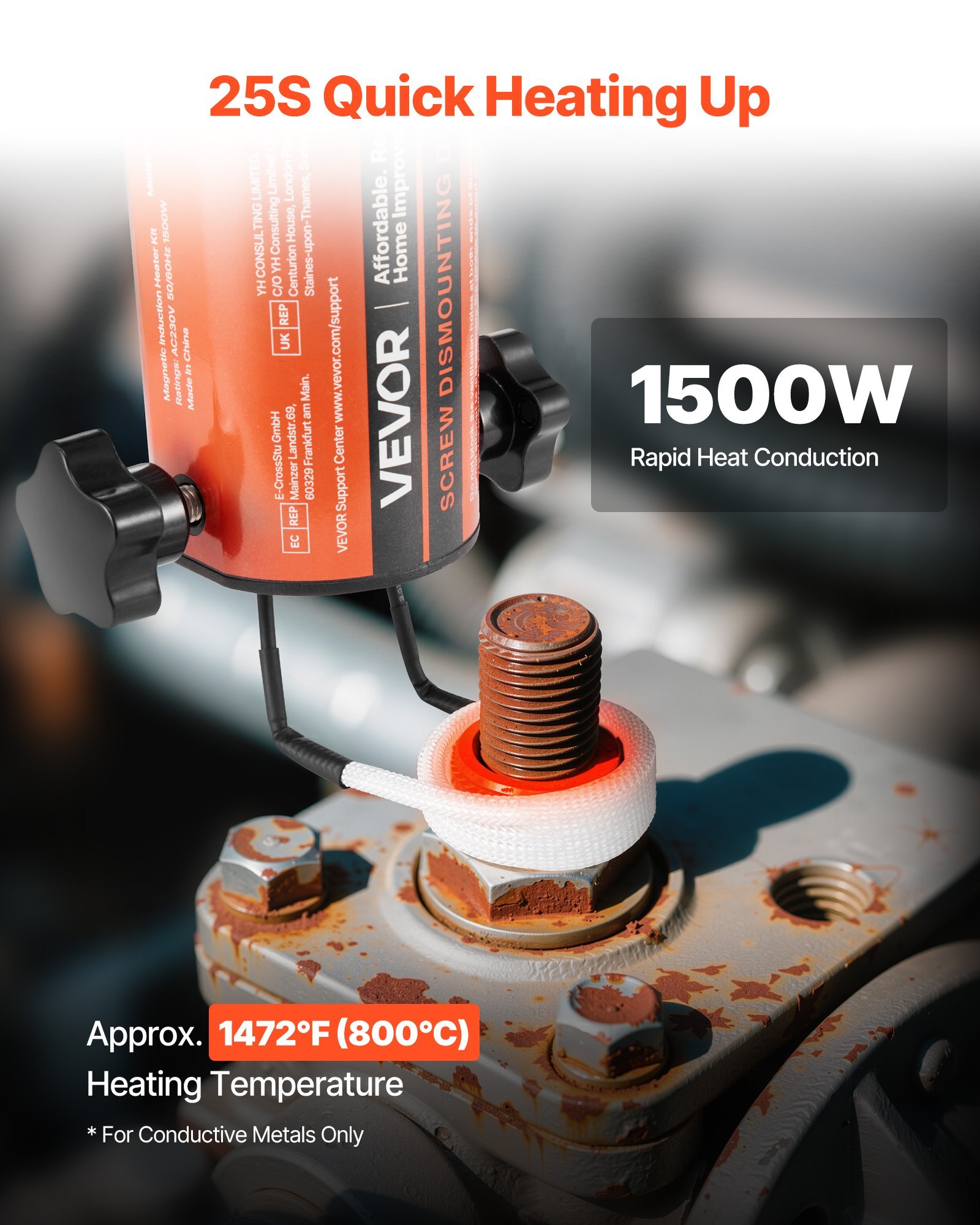 Induction Heater Bolt Removal, 1500W 110V Magnetic Induction Heater Kit, Handheld Nut Buster Tool, Mini Heating Machine For Rusty Screw Removing, Car Garage Repairing Tools With 8 Coil And Box - Image 3