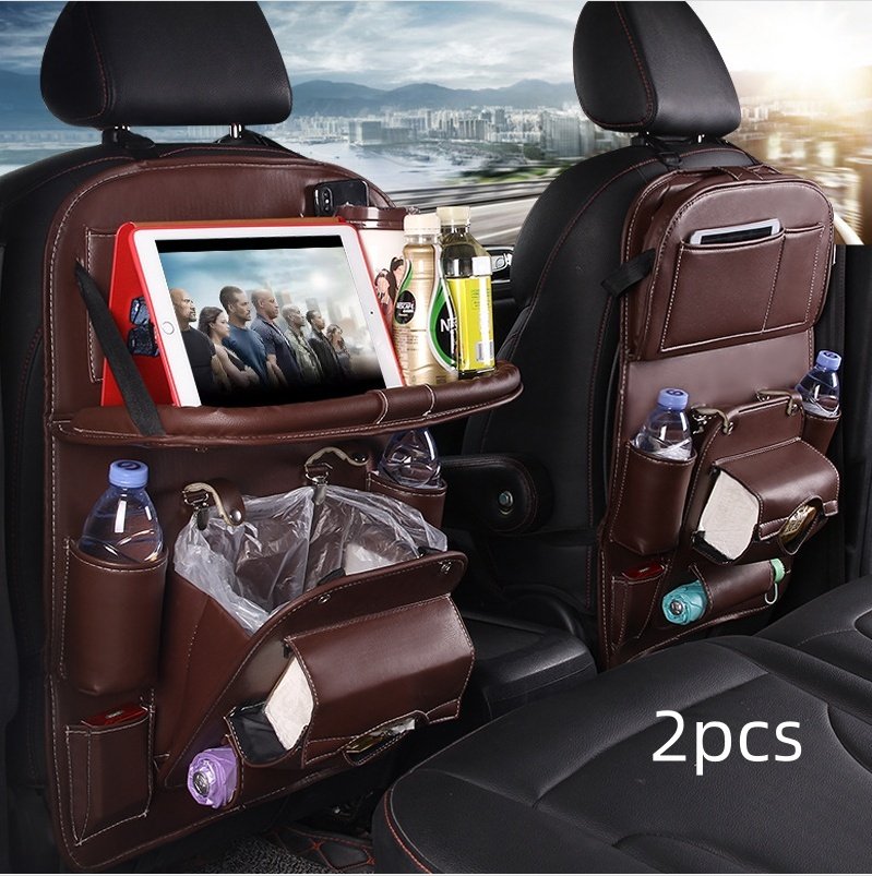 PU Leather Car Storage Bag Multifunction Seat Back Tray Hanging Bag Waterproof Car Organizer Automotive Interior Accessories - Image 5