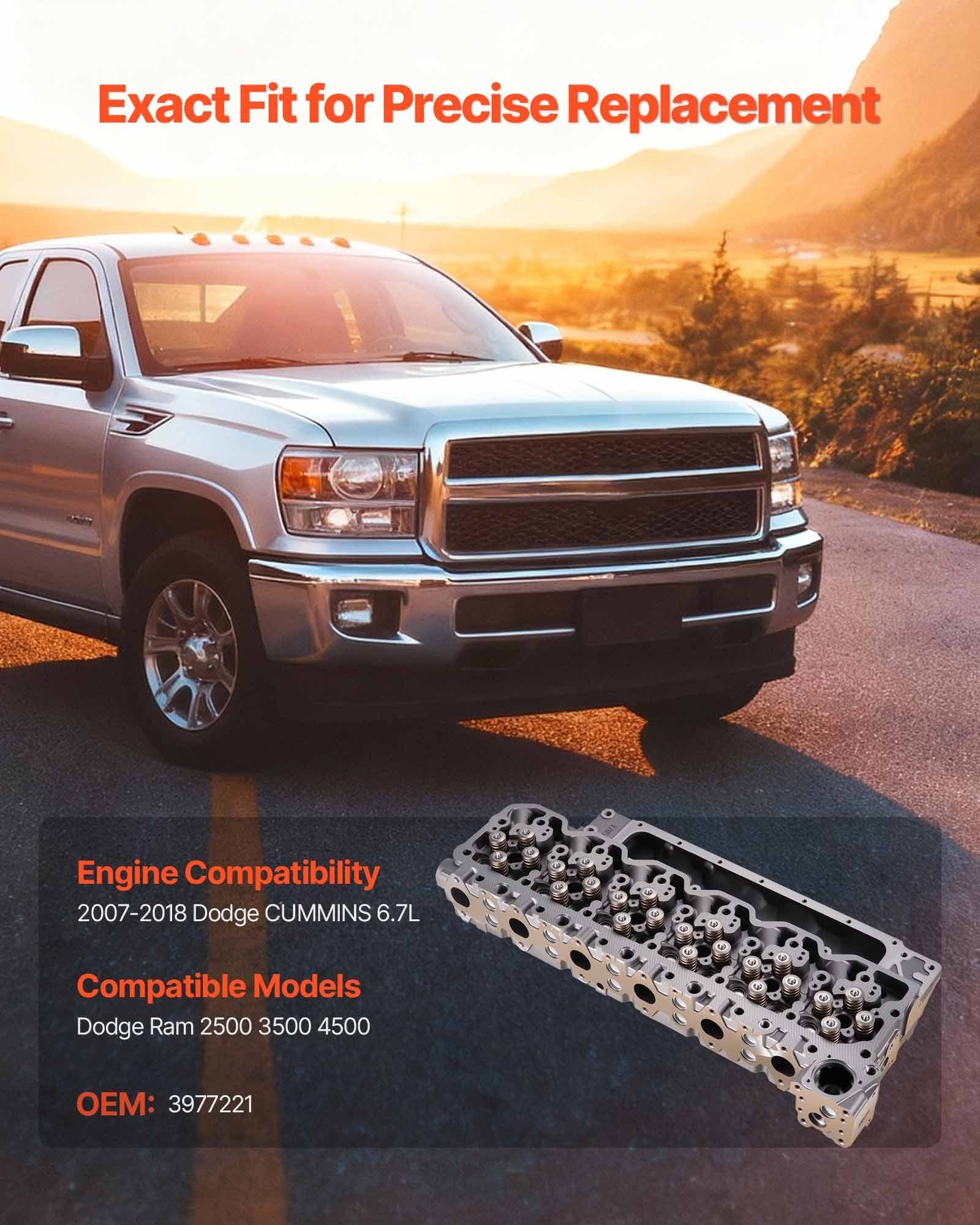 Cylinder Head Assembly, 6.7L Replacement For 2007-2018 Dodge Cummins 6.7L, Compatible With Dodge Ram 2500 3500 4500 Models, Complete Engine Cylinder Head Assembly Replaces 3977221, Cast Iron - Image 5