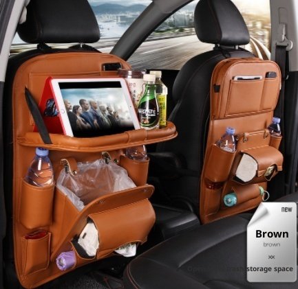 PU Leather Car Storage Bag Multifunction Seat Back Tray Hanging Bag Waterproof Car Organizer Automotive Interior Accessories - Image 7