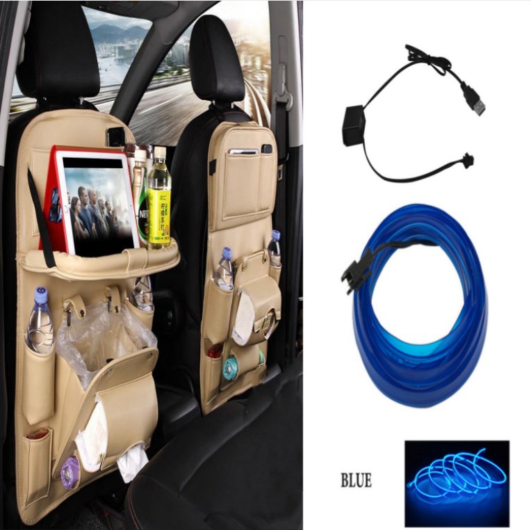 PU Leather Car Storage Bag Multifunction Seat Back Tray Hanging Bag Waterproof Car Organizer Automotive Interior Accessories - Image 6