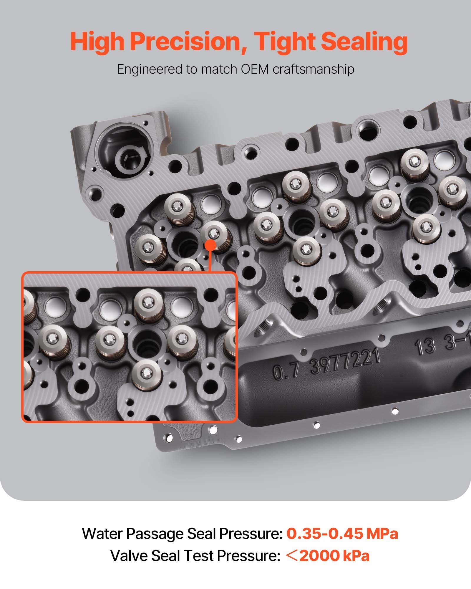 Cylinder Head Assembly, 6.7L Replacement For 2007-2018 Dodge Cummins 6.7L, Compatible With Dodge Ram 2500 3500 4500 Models, Complete Engine Cylinder Head Assembly Replaces 3977221, Cast Iron - Image 4