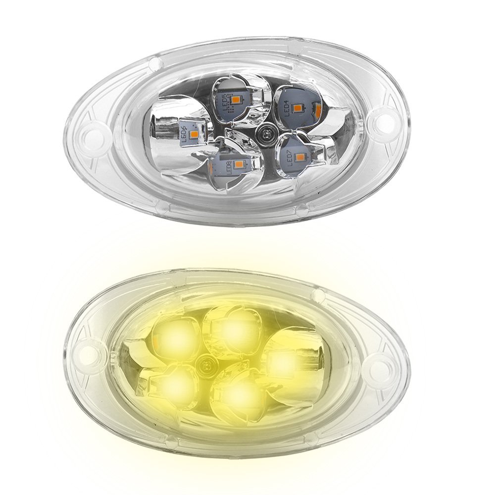 2Pcs Freightliner Cascadia Side Marker Turn Signal Lights Clear Lens Amber LED