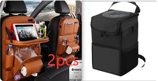 PU Leather Car Storage Bag Multifunction Seat Back Tray Hanging Bag Waterproof Car Organizer Automotive Interior Accessories - Image 9