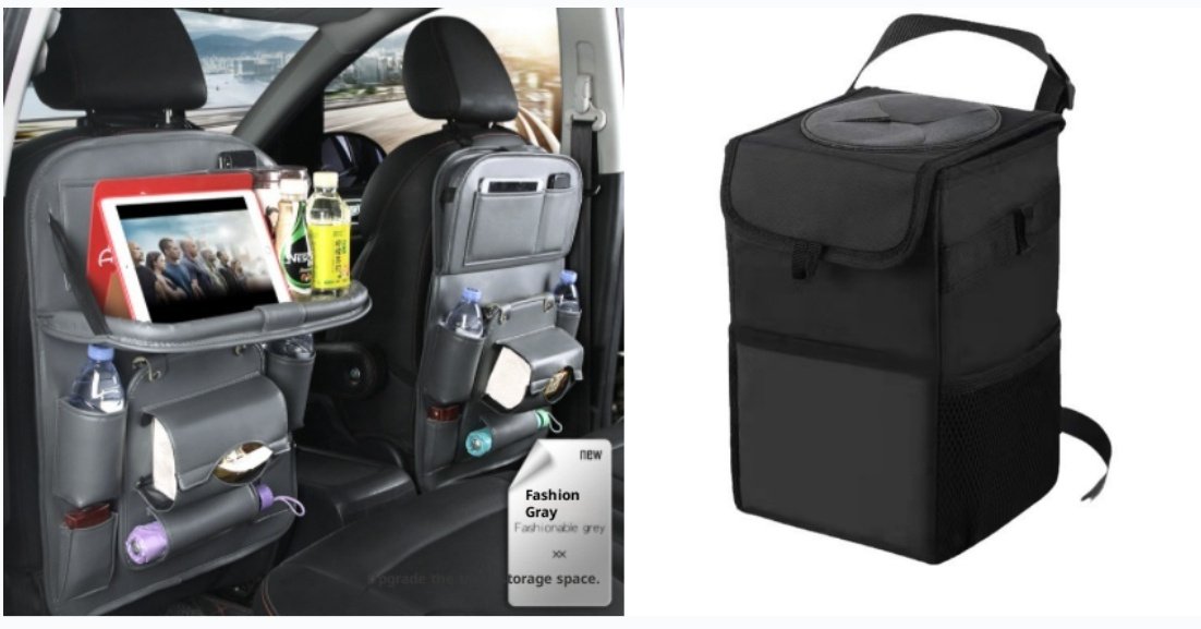 PU Leather Car Storage Bag Multifunction Seat Back Tray Hanging Bag Waterproof Car Organizer Automotive Interior Accessories - Image 2